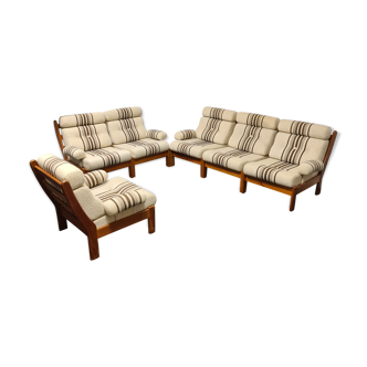 Set de salon vintage des années 70 en teck 6 pièces