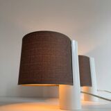 Pair of vintage table lamps, white and brown, “slim” by Gramigna for Quattrifolio, 1964 Italy