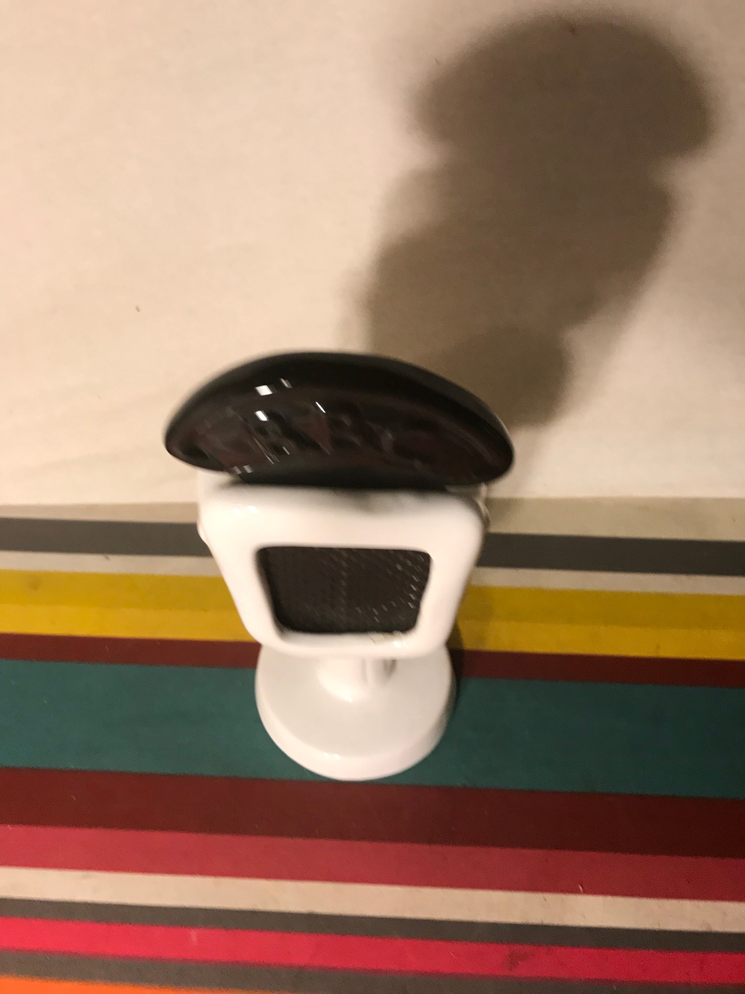 Old bbc black ceramics lamp - white - metal grid form micro vintage