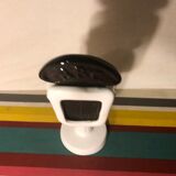 Old bbc black ceramics lamp - white - metal grid form micro vintage