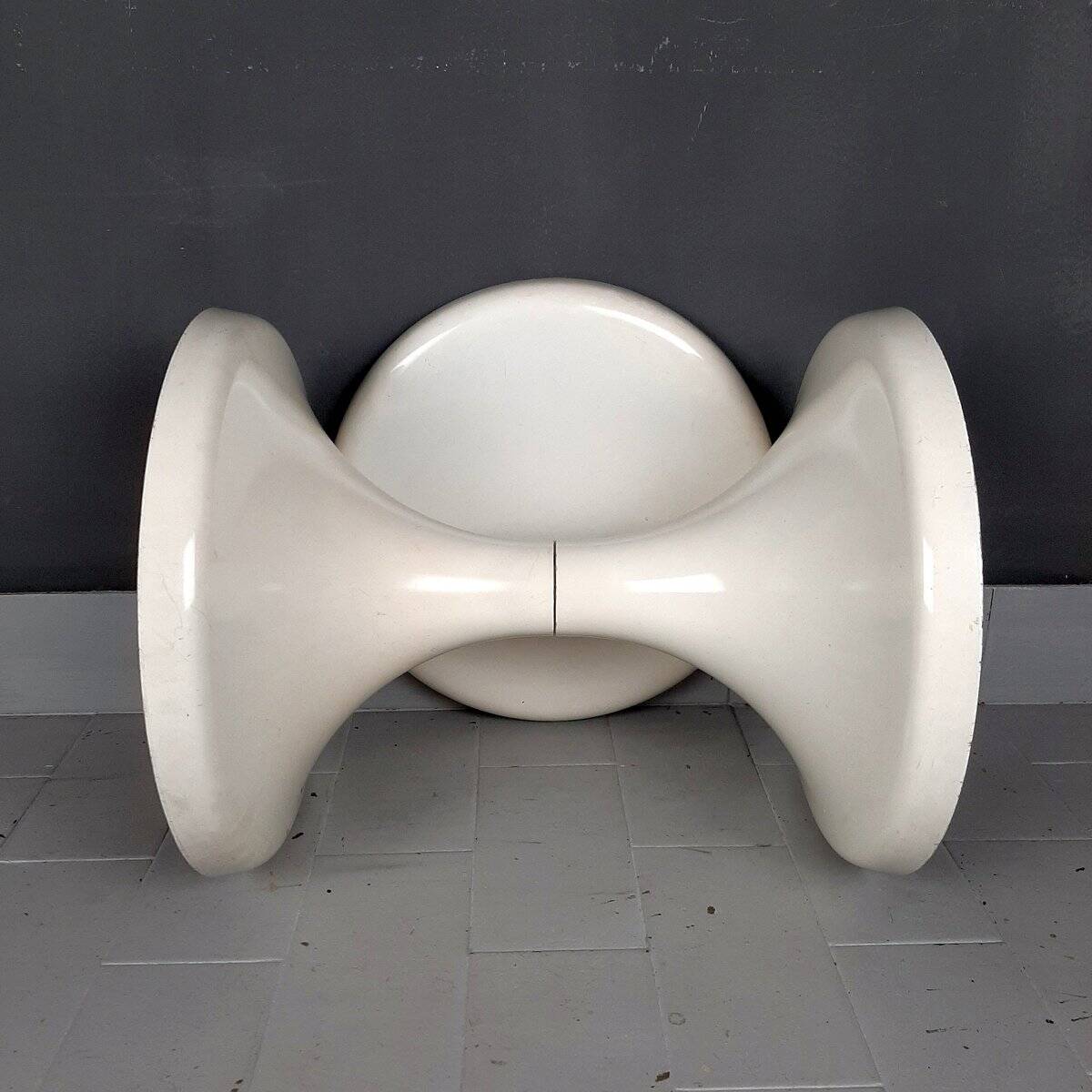 Jurcek stool in white plastic by Bogomir Zorman & Ljerka Finžgar for Meblo Yugoslavia, 1970s