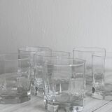 6 octagonal glass whiskey glasses