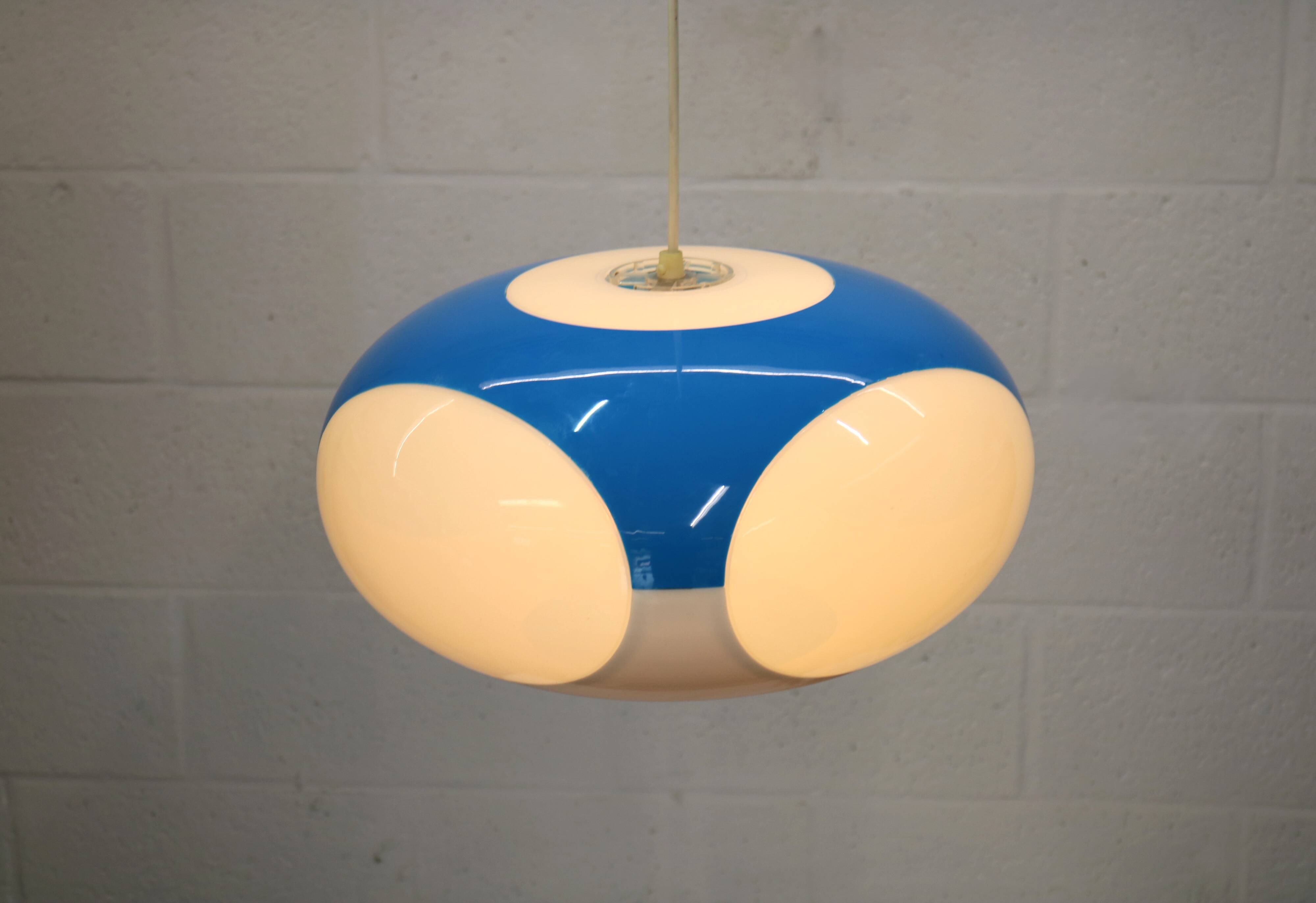 Unique Space age bug eye ufo lamp *** Massive Belgium *** blue and white
