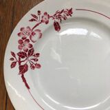 Vintage serving dish 40s, red rosehip flower pattern