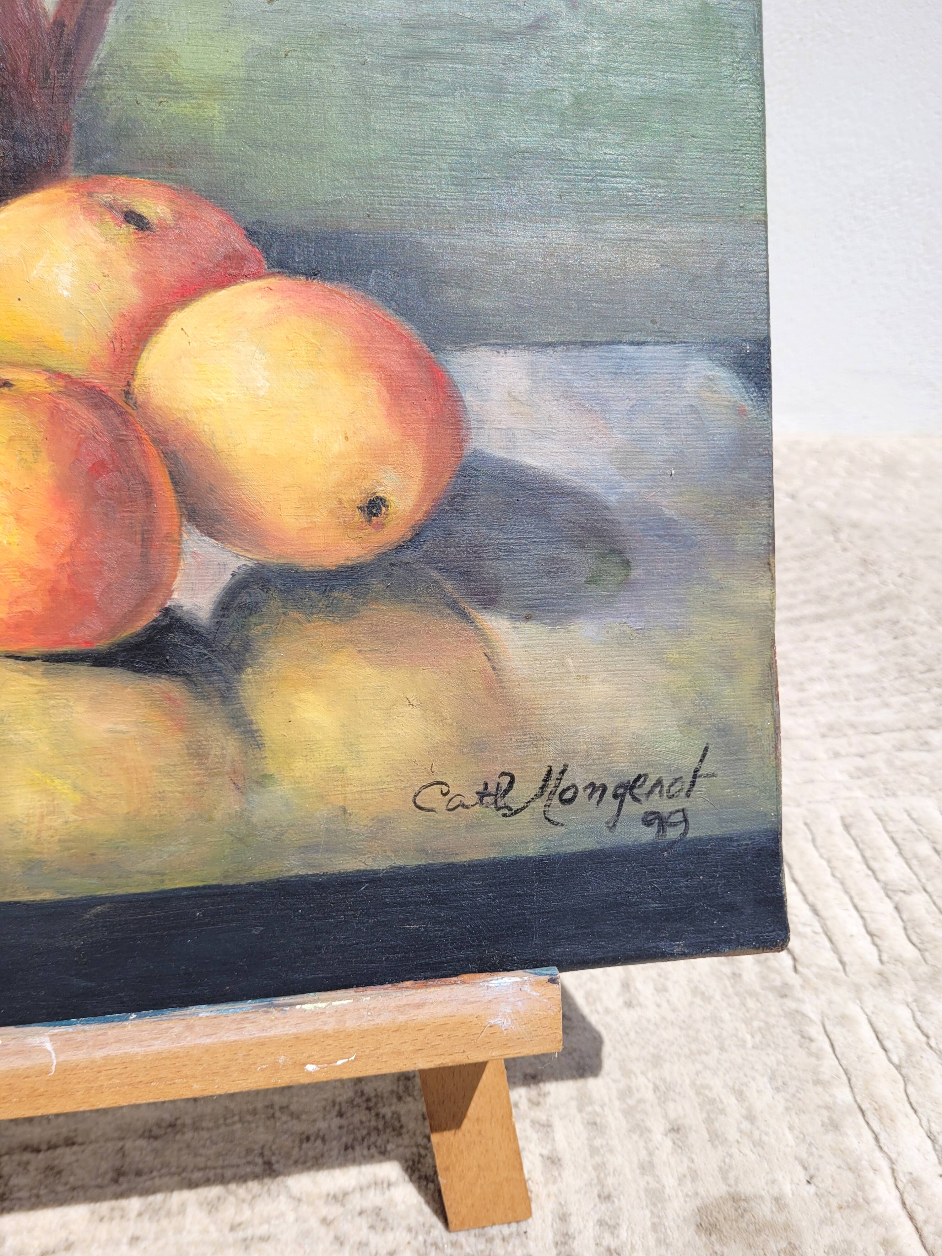 Oil painting on canvas still life with fruit