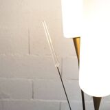 Floor lamp by René Mathieu for Maison Lunel, 1950, brass and opaline