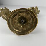 Pair of gilt brass candlesticks with two arms – Louis XV Rococo style