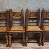 Set of six Renaissance-style chairs in solid wood