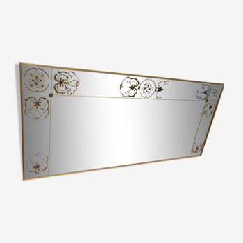 Vintage brasserie mirror in eglomised glass 234x104cm