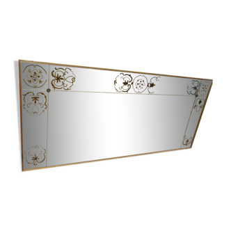 Vintage brasserie mirror in eglomised glass 234x104cm