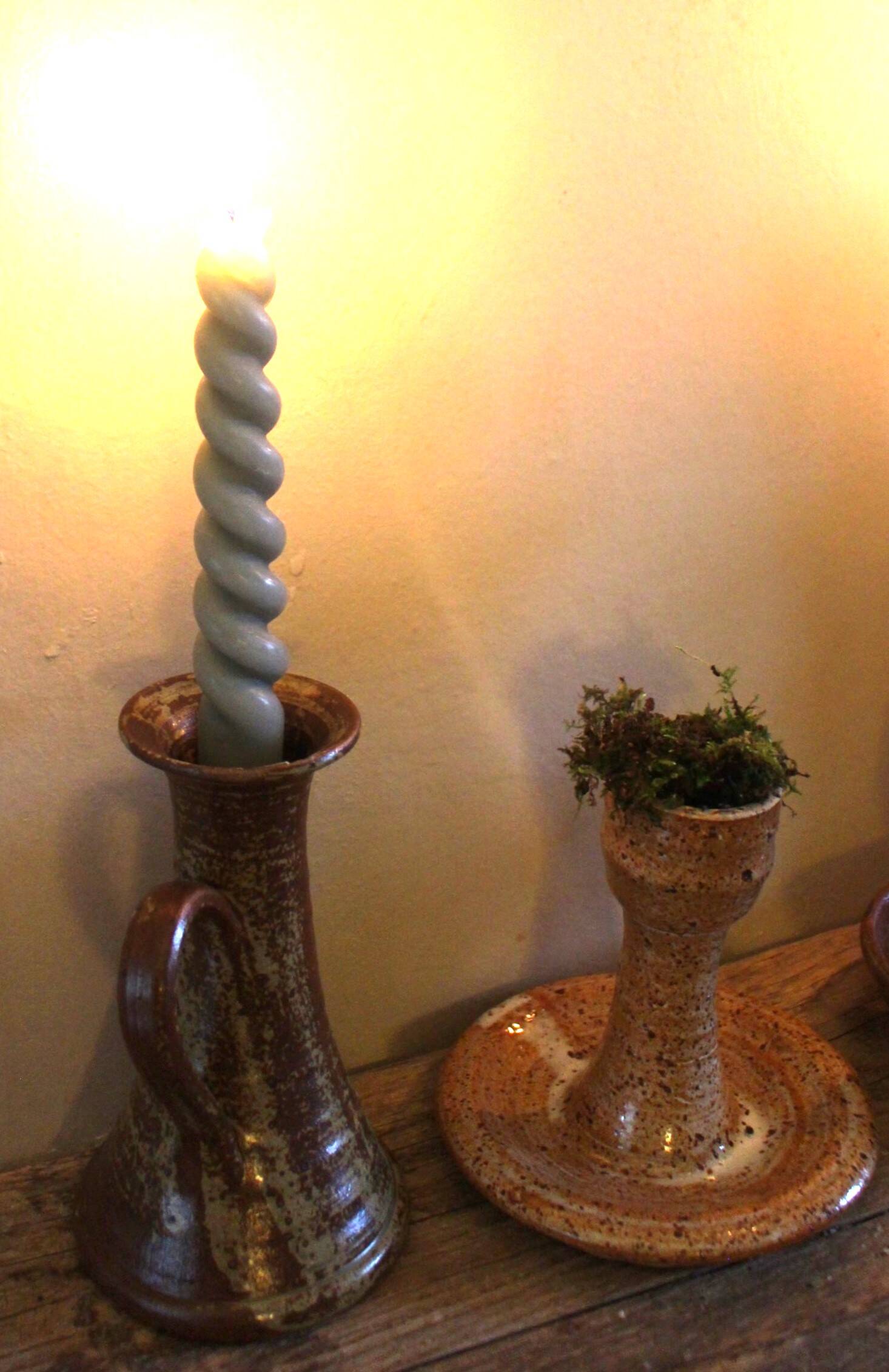 Vintage rat cave pyrite stone candlestick
