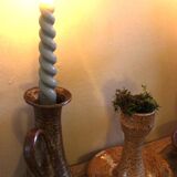 Vintage rat cave pyrite stone candlestick