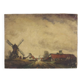 Peinture de paysage de ferme charmante, signée Wittouck, 60x80 cm