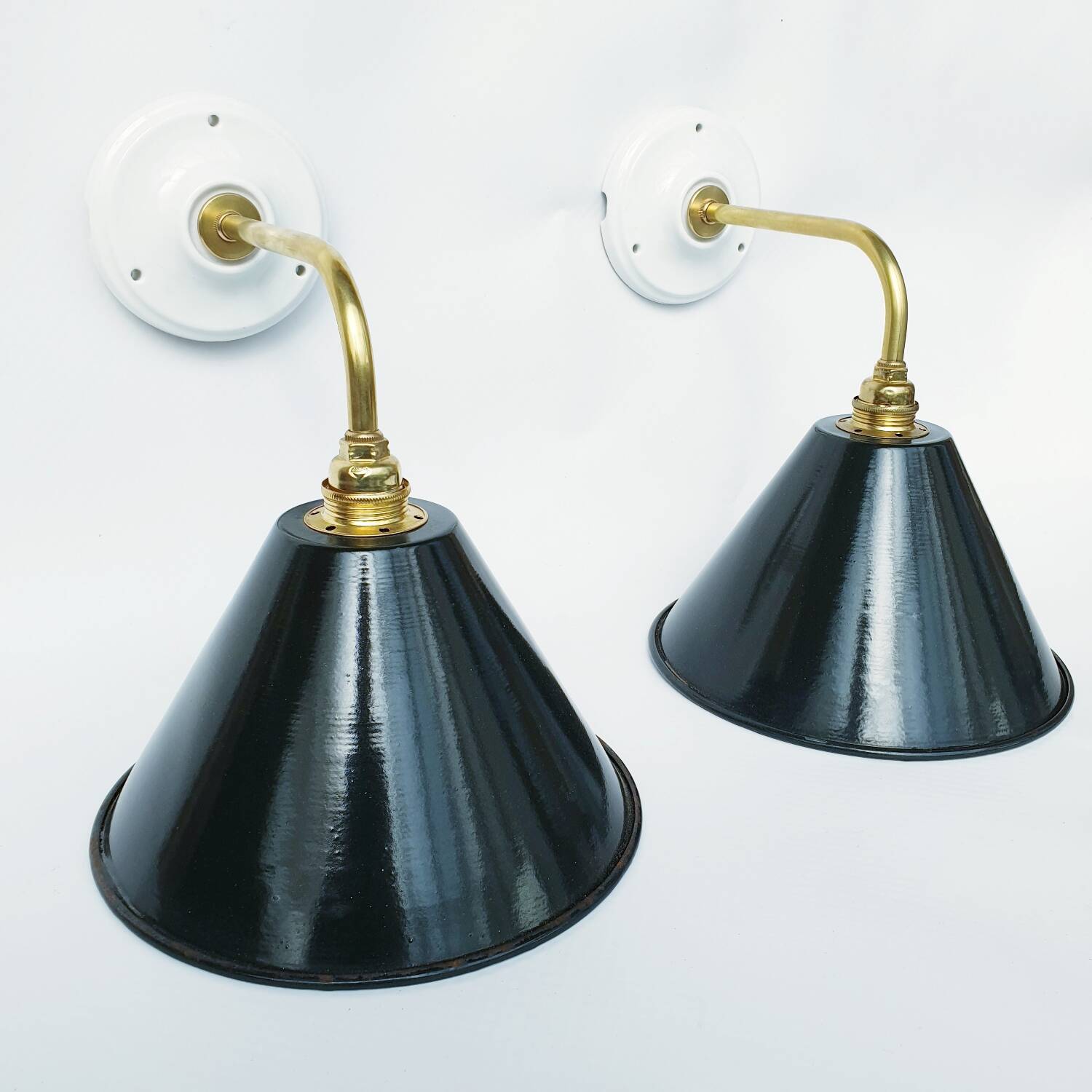 Antique enamelled sheet metal wall lights