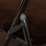 Vintage Chrome Folding Chairs (Pair) | Brown Corduroy Upholstery