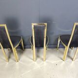 Vintage french brass dining chairs, set of 6 - 1970s
