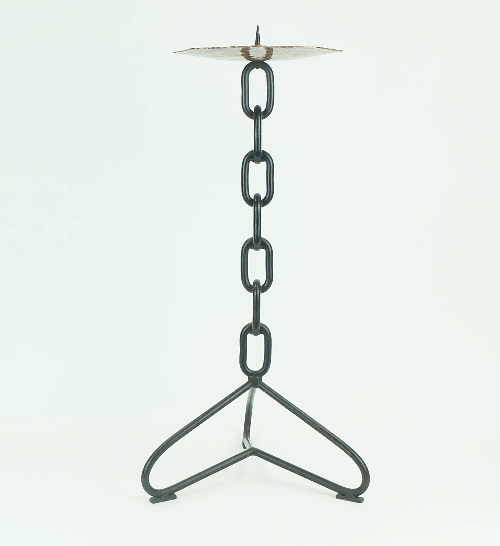 Outstanding large 21" candleholder brutalist design iron copper true vintage 1960s xxl candlestick