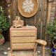 Beautifully restyled compact ethnic bohemian chest of drawers.