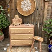 Beautifully restyled compact ethnic bohemian chest of drawers.