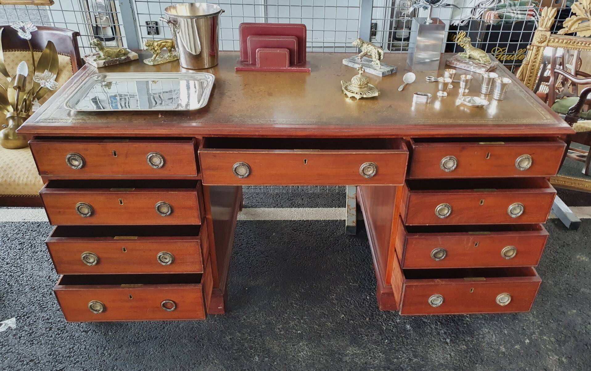 Small Desk with Drawers in Mahogany, 19th Century