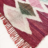Berber carpet Kilim Boucherouite pink with colored diamonds 306x171cm