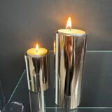 Chrome cylinder candlesticks from the 1980s