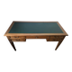 Louis XVI style flat desk in cherry wood, green leather top - French work