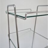 Étagère sellette verre métal chromé porte-revues années 70