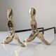 Pair of sculptural brutalist bronze fireplace andirons, 1970s