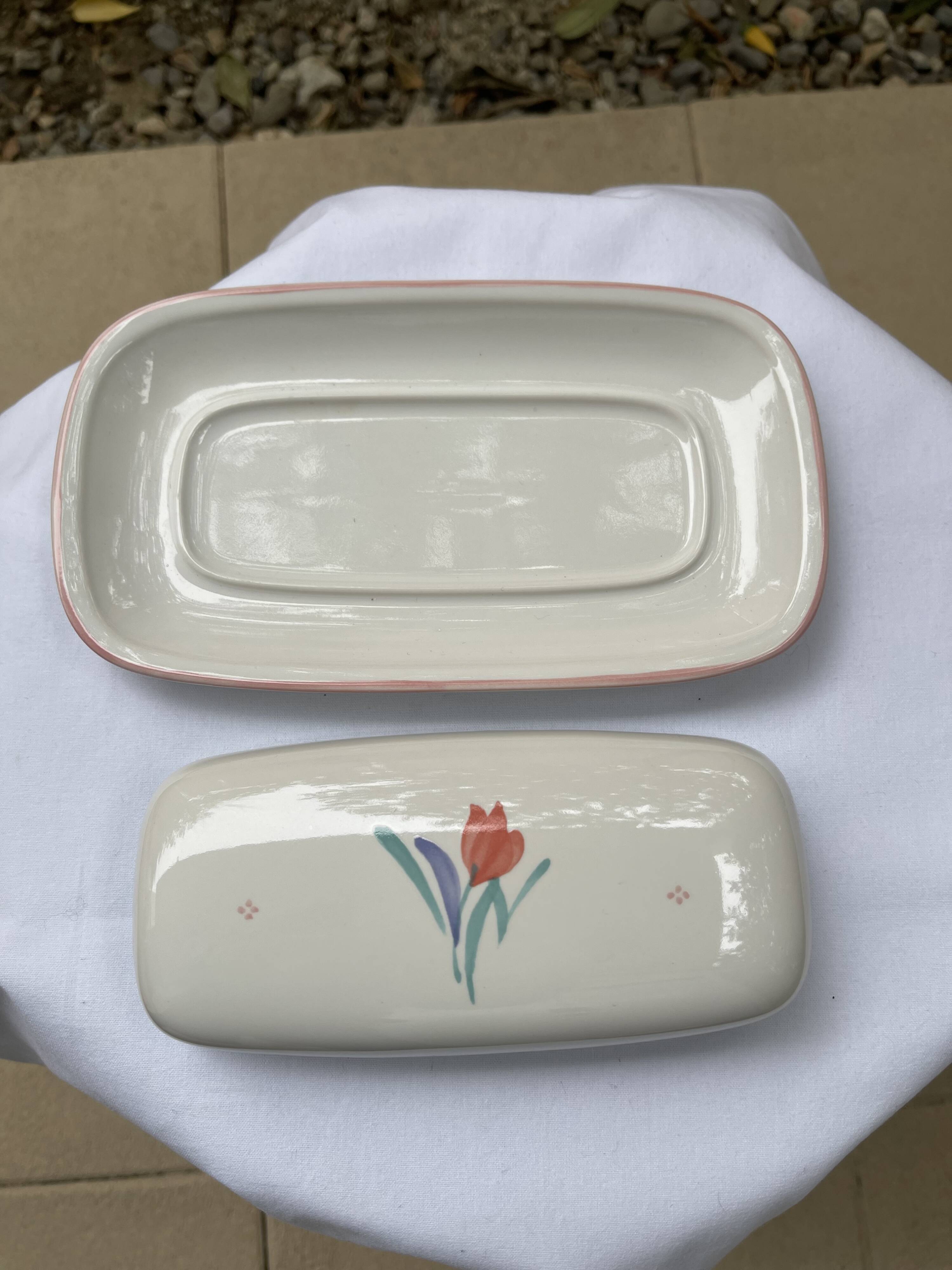Vintage ceramic butter dish with lid.