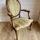 Vintage Louis XVI style medallion armchair – Carved wood and fabric