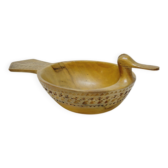Vide Poche scandinave bol En Bois Sculpté En Forme De Canard Art Populaire