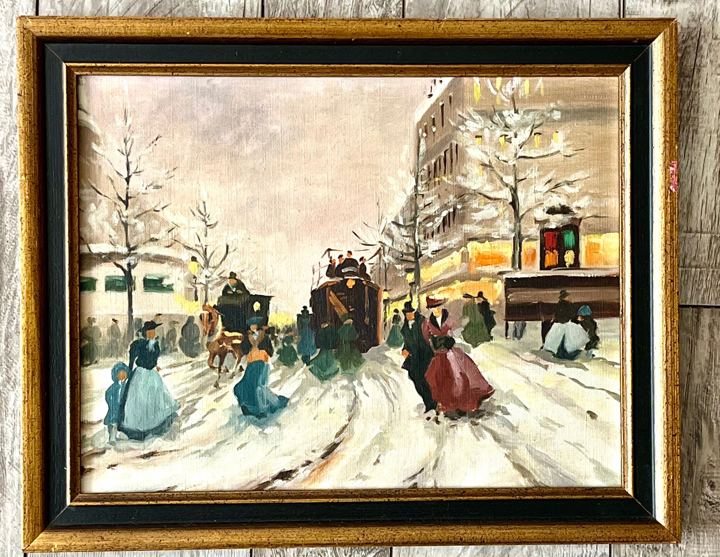 Tableau, lively street in Paris