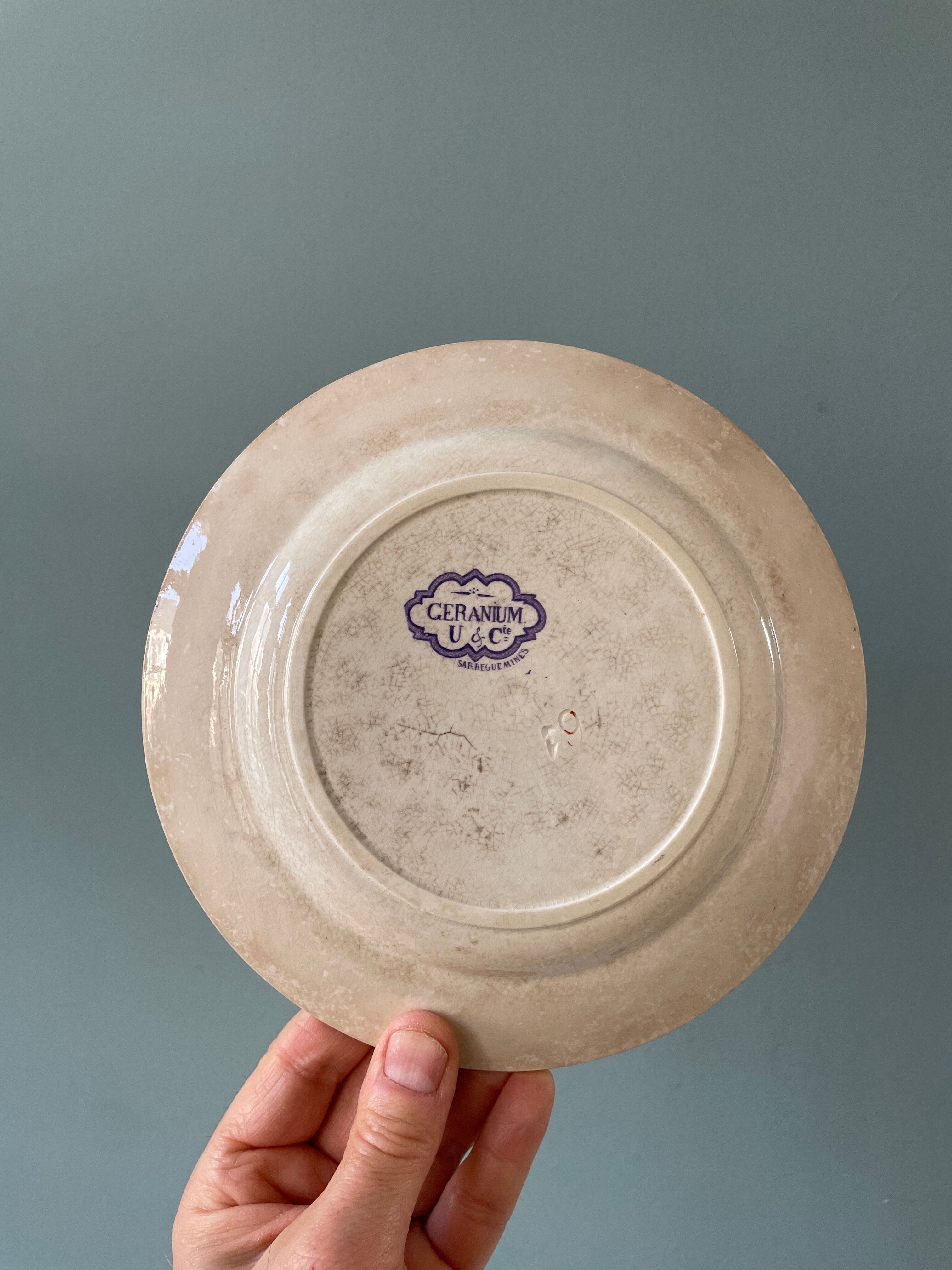 Series of 12 mismatched Terre de Fer dessert plates