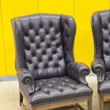 Vintage Tufted Leather Chesterfield Style Wing Back Chair (Price is For One Chair)