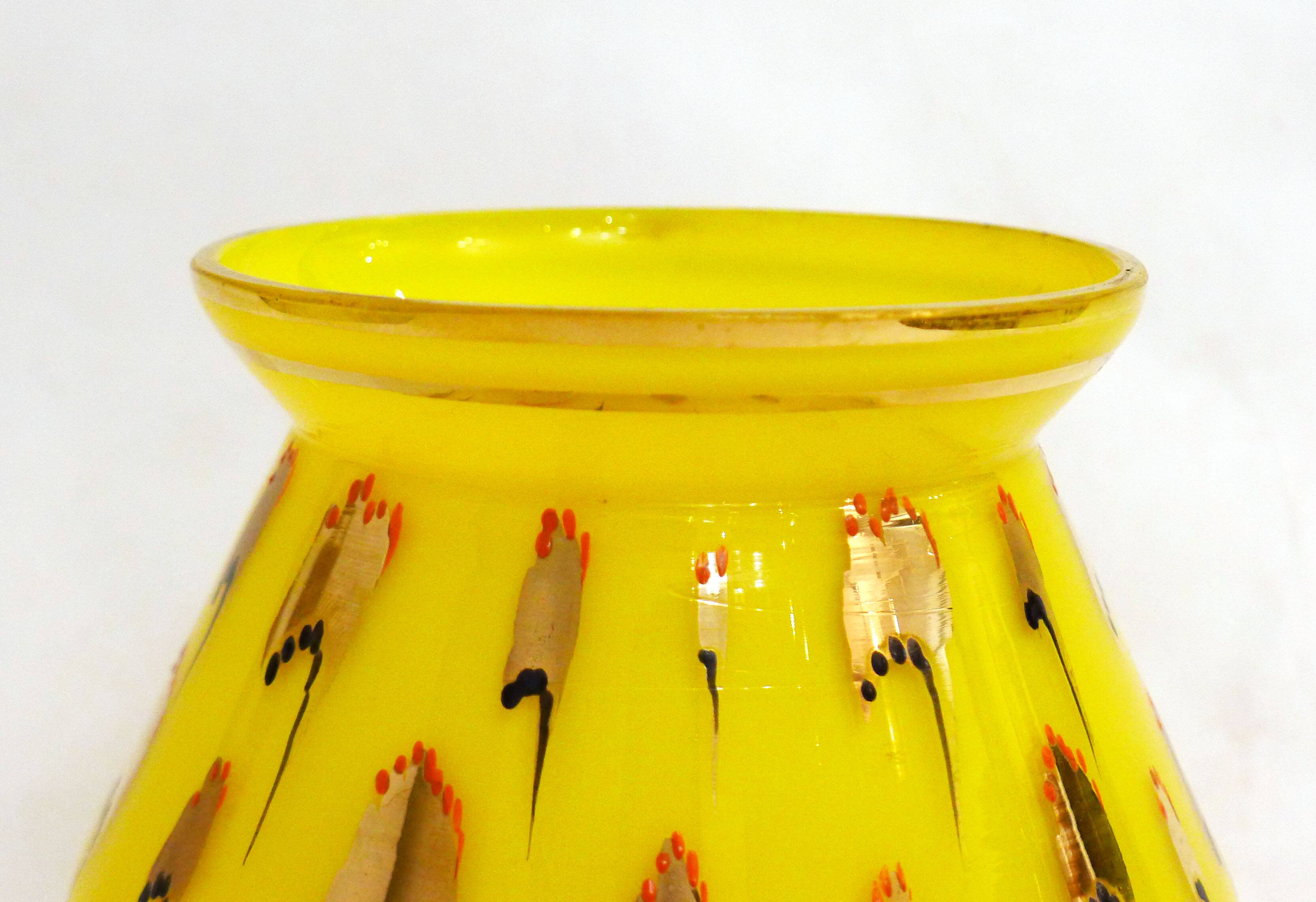 Yellow opaline Art Deco vase