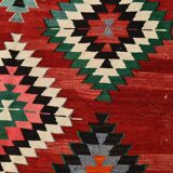 6x9 Red & Grey Orientel Large Kilim Rug, Vintage Wool Kilim Rug, 170x267Cm