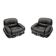 Italian Pair Of Okay Armchairs by Adriano Piazzesi with Black Leather and Steel