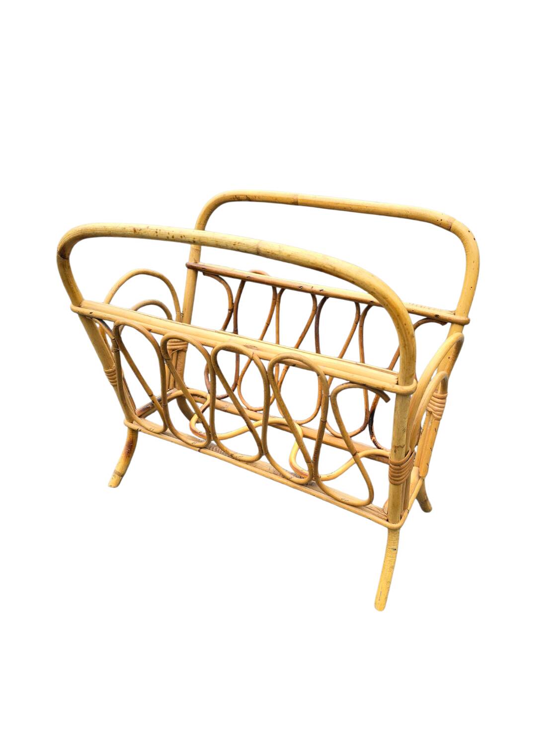 Vintage rattan magazine rack