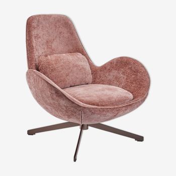 Fauteuil pivotant rose en tissu Queen