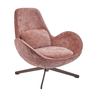 Fauteuil pivotant rose en tissu Queen
