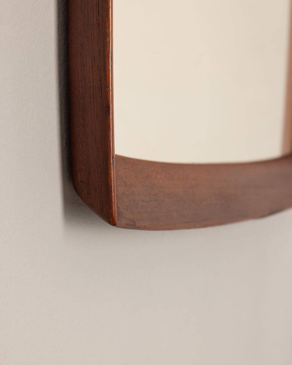 Vintage square mirror 60s in Teak Danish Design