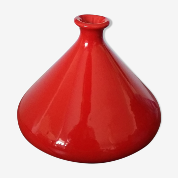 Red ceramic soliflore vase