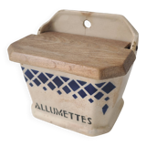 Vintage earthenware matchbox wall mount