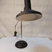 Vintage adjustable desk lamp in black metal and chrome, 1950s-70s.