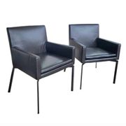 Paire de fauteuils Manet Minotti 2004 / cuir marron foncé / chrome