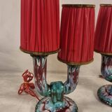 Lampes de table à double bras en céramique émaillée de Longwy