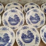 Set of 11 Sarreguemines soup plates Romantic blue model