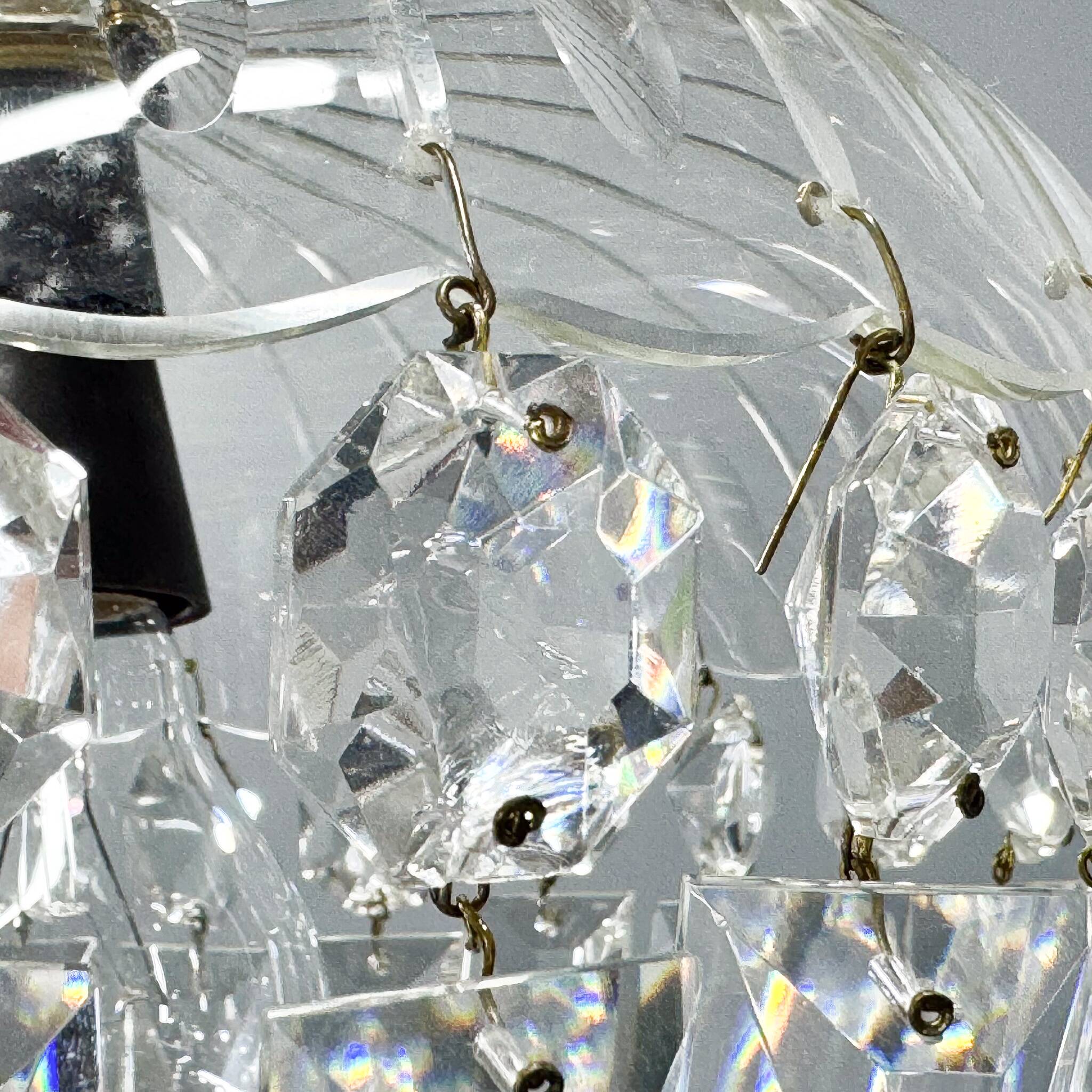 Mid Century Crystal & Brass Chandelier, Czechoslovakia