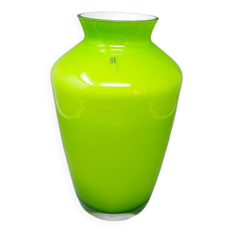 1970s Gorgeous Green Vase by Ind. Vetraria Valdarnese. Made in Italy